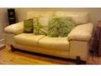 cream leather sofa and chair. cream (ivory) 2 seater....